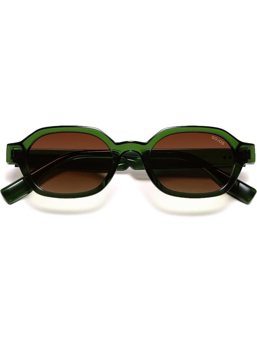 Unisex Green Carbon Retro Classic Polarized Hexagonal Rectangle Sunglasses